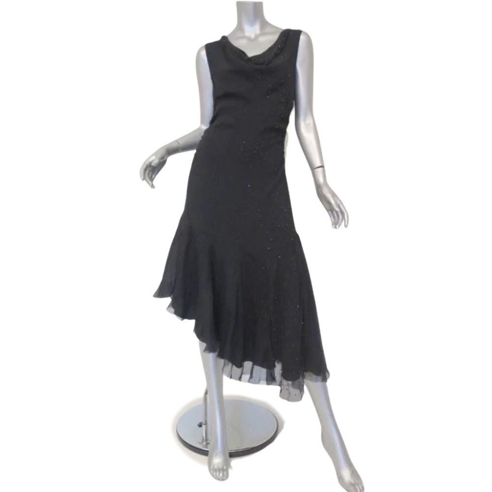 Catherine Malandrino Black Silk Beaded Dress Size 2
